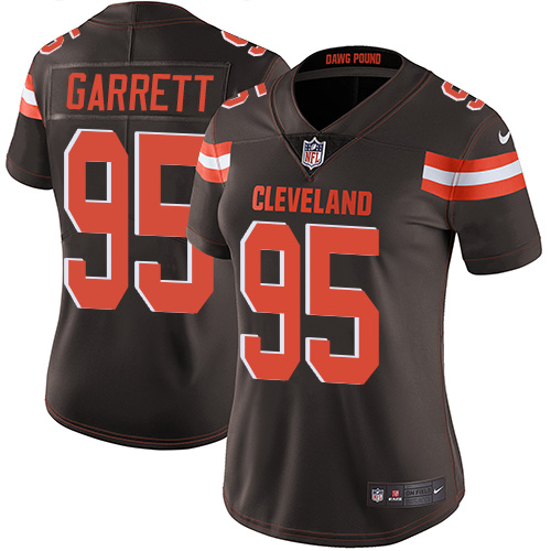 Nike Browns #95 Myles Garrett Brown Team Color Women's Stitched NFL Vapor Untouchable Limited Jersey - Click Image to Close
